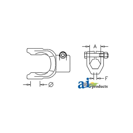 A & I Products Implement Yoke, Hex Bore 1 1/8" w/ Clamp Bolt 5.5" x3.5" x2.5" A-W175054-A
